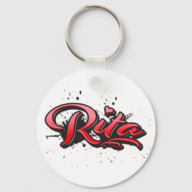 Rita red Heart Graffiti Schlüsselanhänger Key Ring (Front)