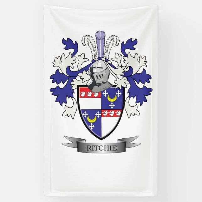 Ritchie Family Crest Coat of Arms Banner (Vertical)