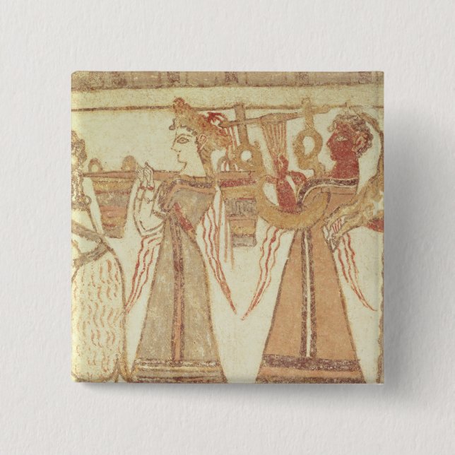 Ritual scene of worship 15 cm square badge (Front)