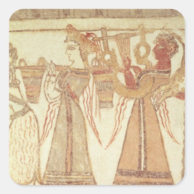 Ritual scene of worship square sticker (Front)