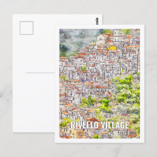 Rivello Village Italy Travel Place Watercolor Postcard