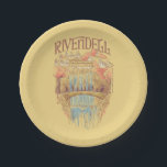 RIVENDELL™ Fellowship Watercolor Illustration Paper Plate<br><div class="desc">Escape to the hidden valley of Rivendell™ with this enchanting Lord of the Rings™ design inspired by the beauty and serenity of the Elven refuge. Featuring graceful bridges, cascading waterfalls, and elegant architecture nestled among autumn-kissed trees, this artwork captures the peaceful majesty of the Last Homely House. The Fellowship travels...</div>