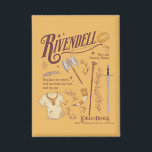 RIVENDELL™ Watercolor Collage Graphic<br><div class="desc">Journey across Middle-Earth™ with this beautifully illustrated Lord of the Rings™ design featuring Rivendell™. Featuring an artful collection of iconic elements — including an Elven blade, bow, axe, staff, and the One Ring — this collage captures the strength, unity, and quiet wisdom found within the Fellowship. Meaningful phrases like “You...</div>