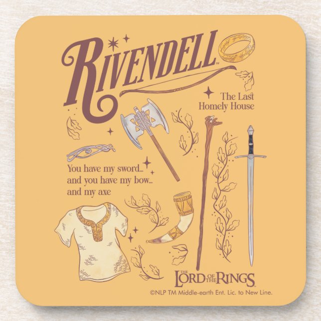RIVENDELL™ Watercolor Collage Graphic Coaster (Front)