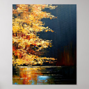 River, abstract painting. poster