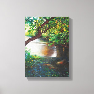 River Acrylic Painting Wrapped Canvas