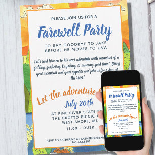 River Adventure Farewell Party Illustrated Nature Invitation