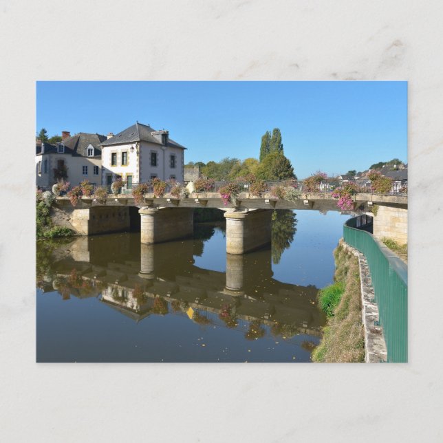 River and bridge at Josselin in France Holiday Postcard (Front)