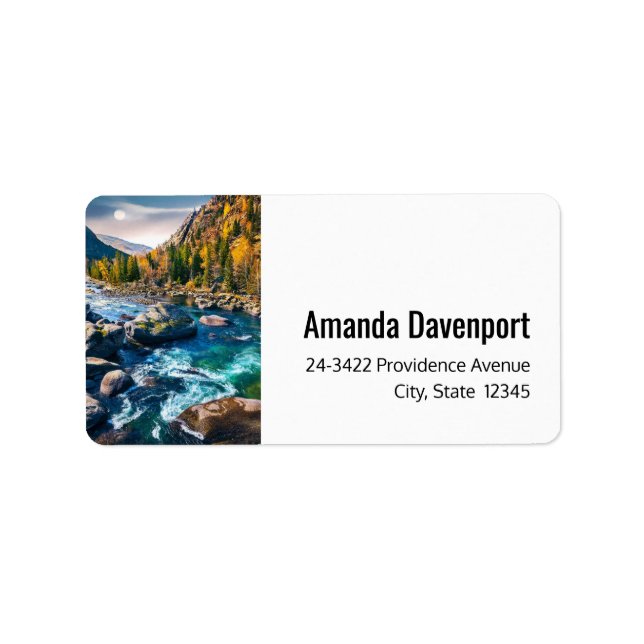 River and Mountains Scenic Photo Address Label (Front)