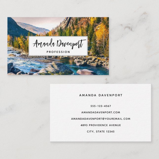 River and Mountains Scenic Photo Business Card (Front/Back)