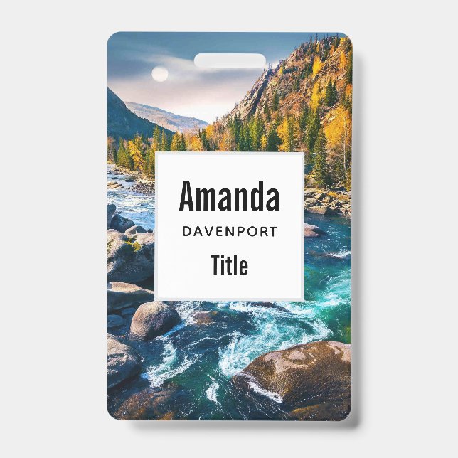 River and Mountains Scenic Photo ID Badge (Front)