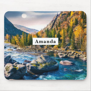 River and Mountains Scenic Photo Mouse Pad