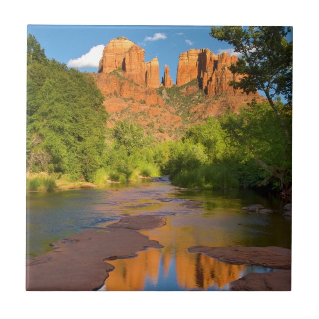 River at Red Rock Crossing, Arizona Tile (Front)