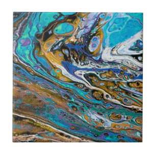 River Beach, water and stones abstract Tile