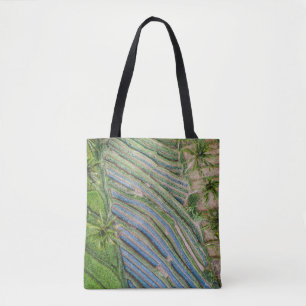 River between coconut trees painting tote bag