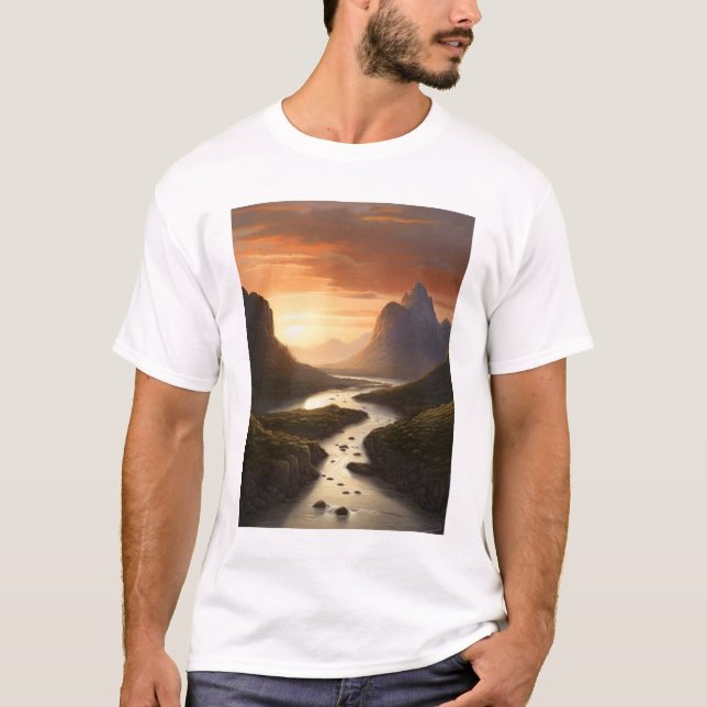 River between mountains T-Shirt (Front)