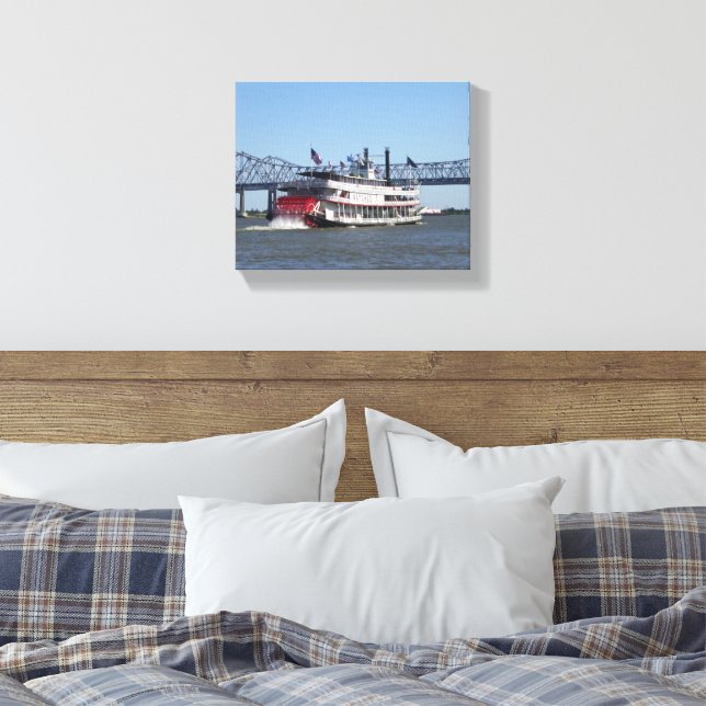 River Boat Canvas Print (Insitu(Bedroom))