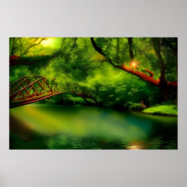river bridge painting,  poster (Front)