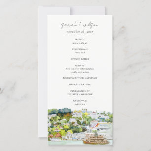 River Cruise Country Landscape Wedding Program Thank You Card