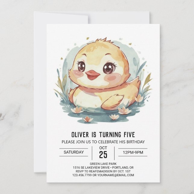 River Custom Duck Birthday Invitation (Front)