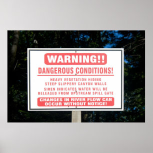 River Dam Warning Sign Print