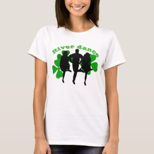 River dance , Irish dancers Green clover/shamrock T-Shirt
