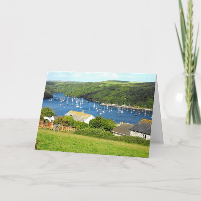 River Fowey and boats, Cornwall Holiday Card (Front)