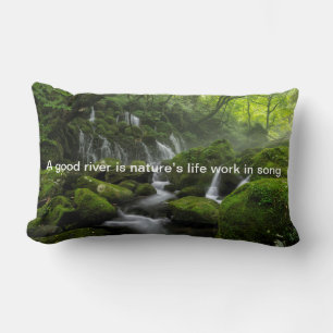 River - Green forest - Quote Mix Lumbar Cushion