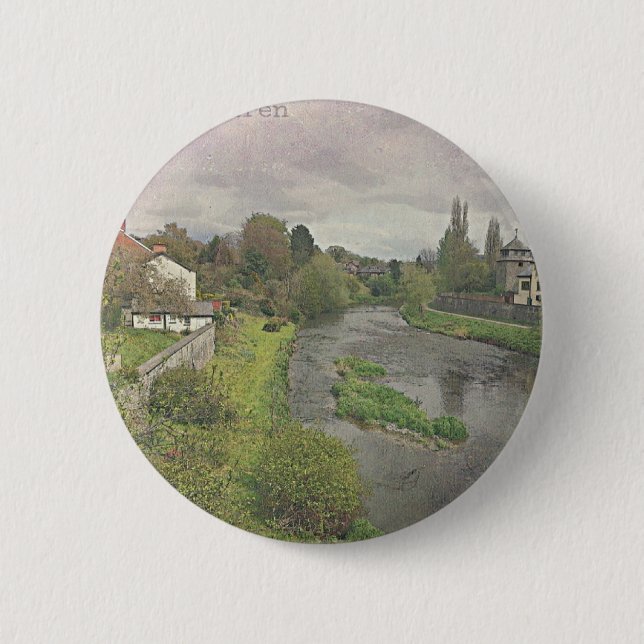 River Hafren in Newtown, Powys 6 Cm Round Badge (Front)