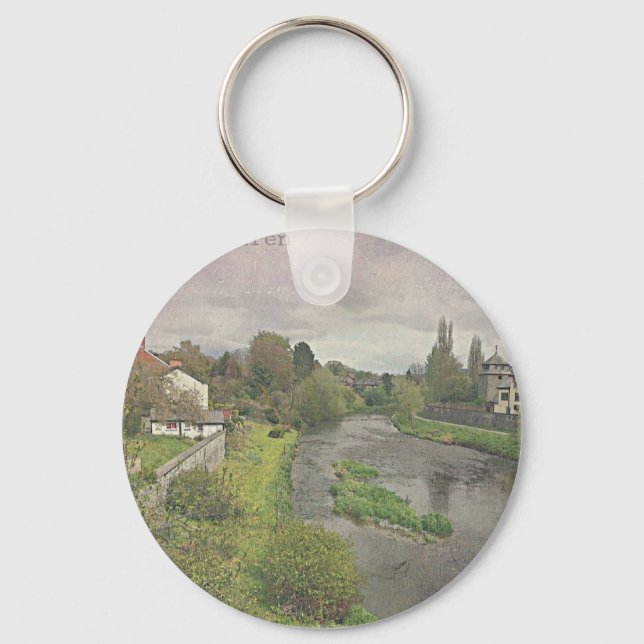 River Hafren in Newtown, Powys Key Ring (Front)