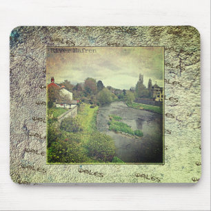 River Hafren in Newtown, Powys, Wales Mouse Pad