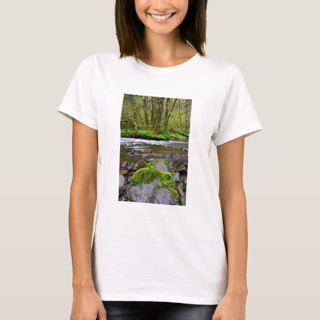 River in green forest, Oregon T-Shirt (Front)