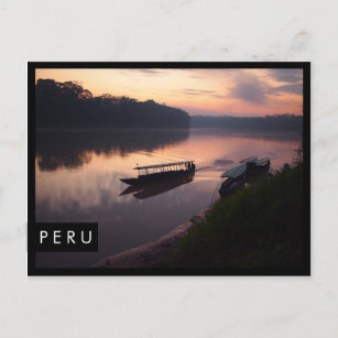 River in Peru rainforest black edge postcard