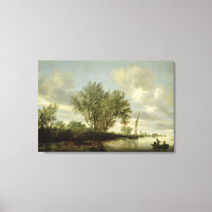 River Landscape, 1645 Canvas Print