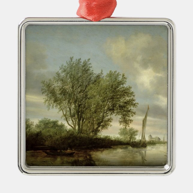 River Landscape, 1645 Metal Tree Decoration (Front)