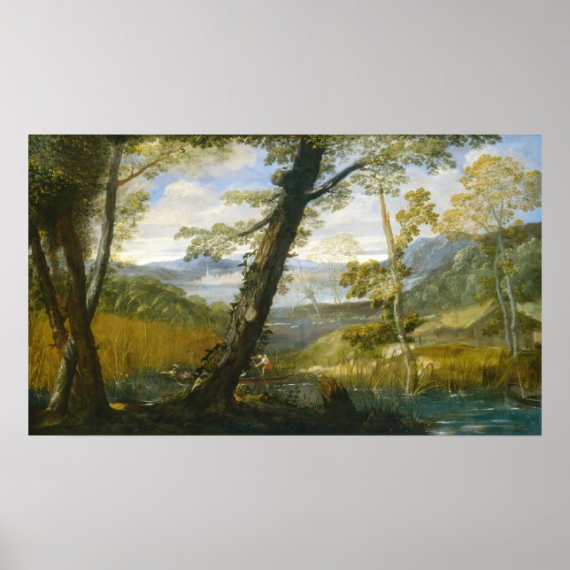 River Landscape, Annibale Carracci Fine Art Poster (Front)