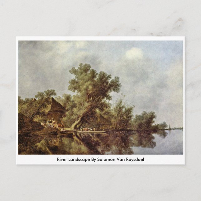 River Landscape By Salomon Van Ruysdael Postcard (Front)