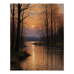 River Landscape in the Evening Light Poster