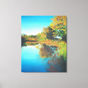 River Landscape Painting Art Canvas Print