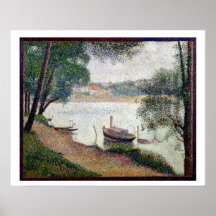 River Landscape with a boat Poster