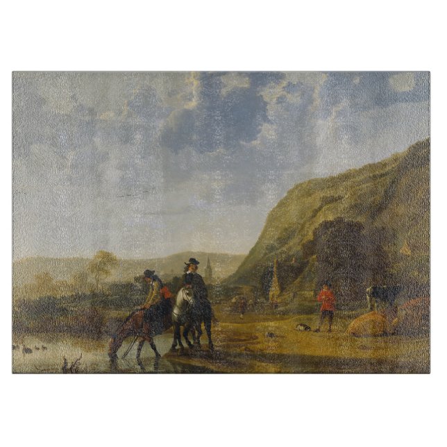 River landscape with riders, Aelbert Cuyp Cutting Board (Front)