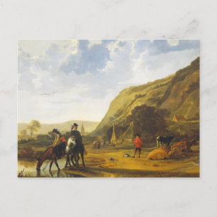 River landscape with riders Aelbert Cuyp Postcard