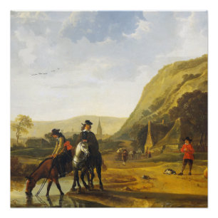 River landscape with riders Aelbert Cuyp  Poster