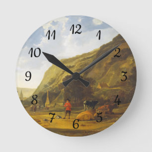 River landscape with riders Aelbert Cuyp   Round Clock