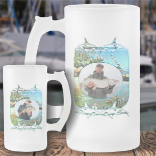 River Meets Ocean Fishing 0330 Frosted Glass Beer Mug
