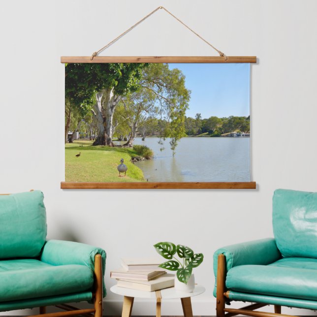 River Murray Australia With Ducks, Wall Hanging Tapestry (Living Room)