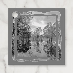 River Murray Black White Photo Gum Tree Reflection Favour Tags