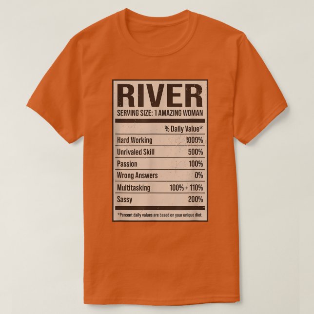 River Nutrition Facts Name Nickname Alias Title Fr T-Shirt (Design Front)