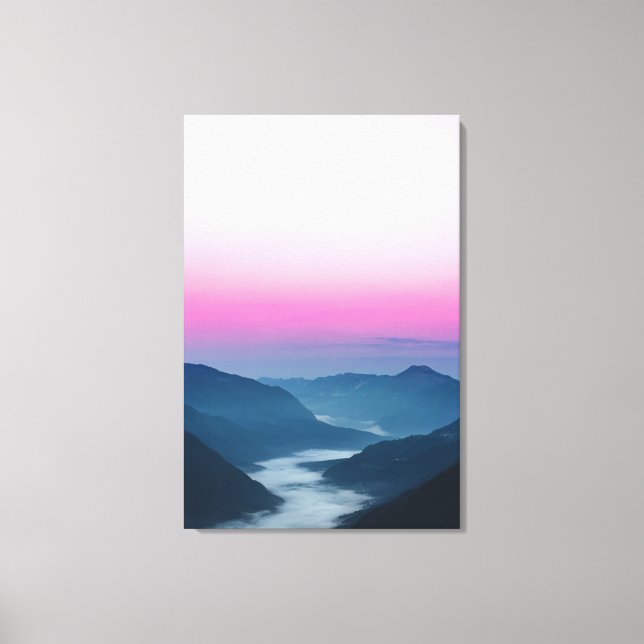 River of fog flowing through mountains at sunrise canvas print (Front)
