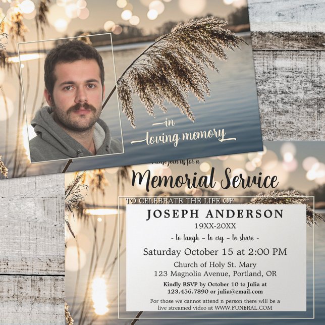 River of Life Photo Funeral Memorial Service Invitation (Creator Uploaded)